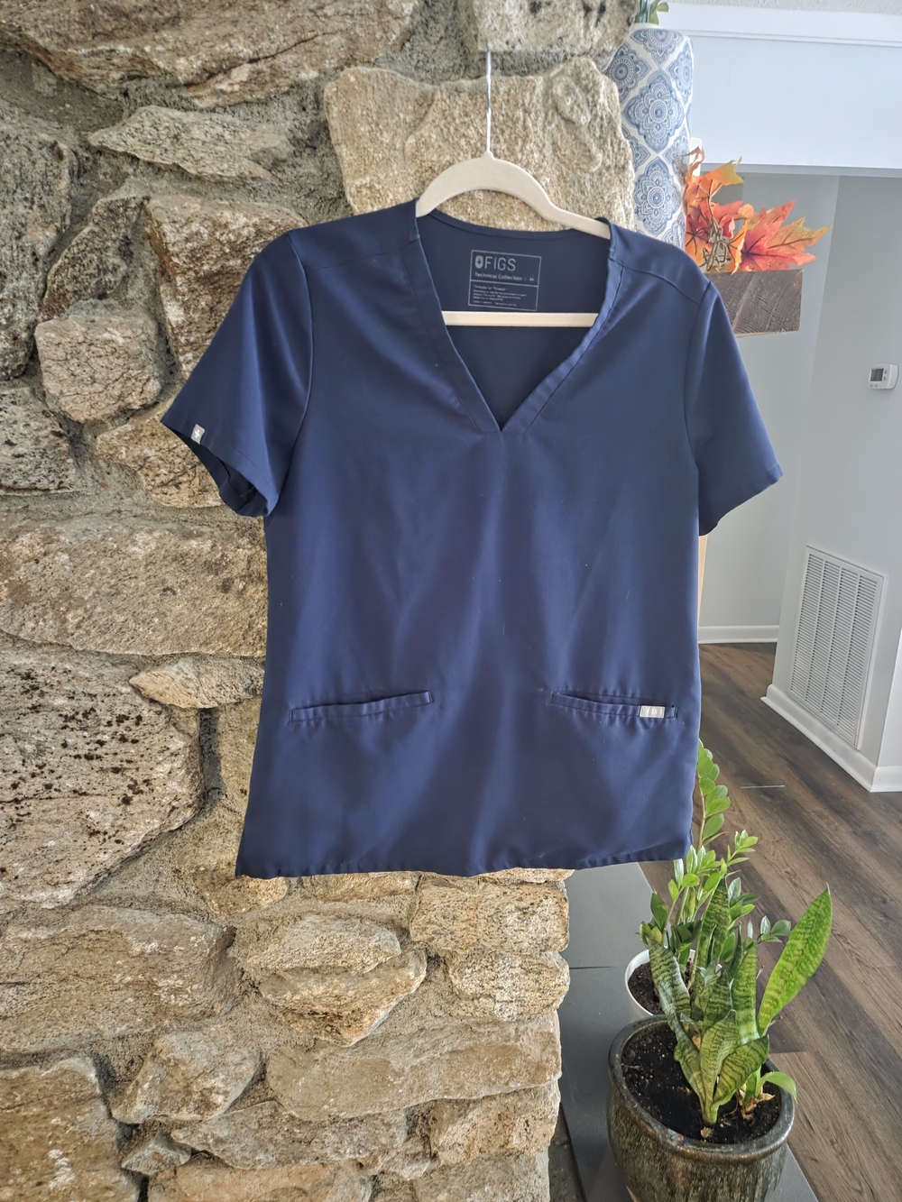 FIGS Navy Short-Sleeve V-Neck Scrub Top